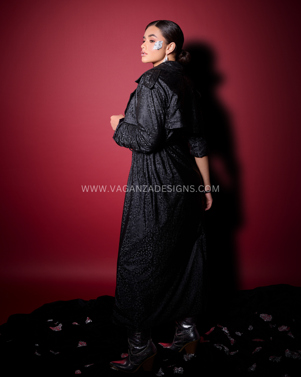 Noir Trench - Black Leopard Texture