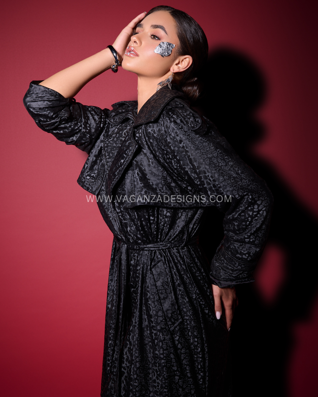 Noir Trench - Black Leopard Texture