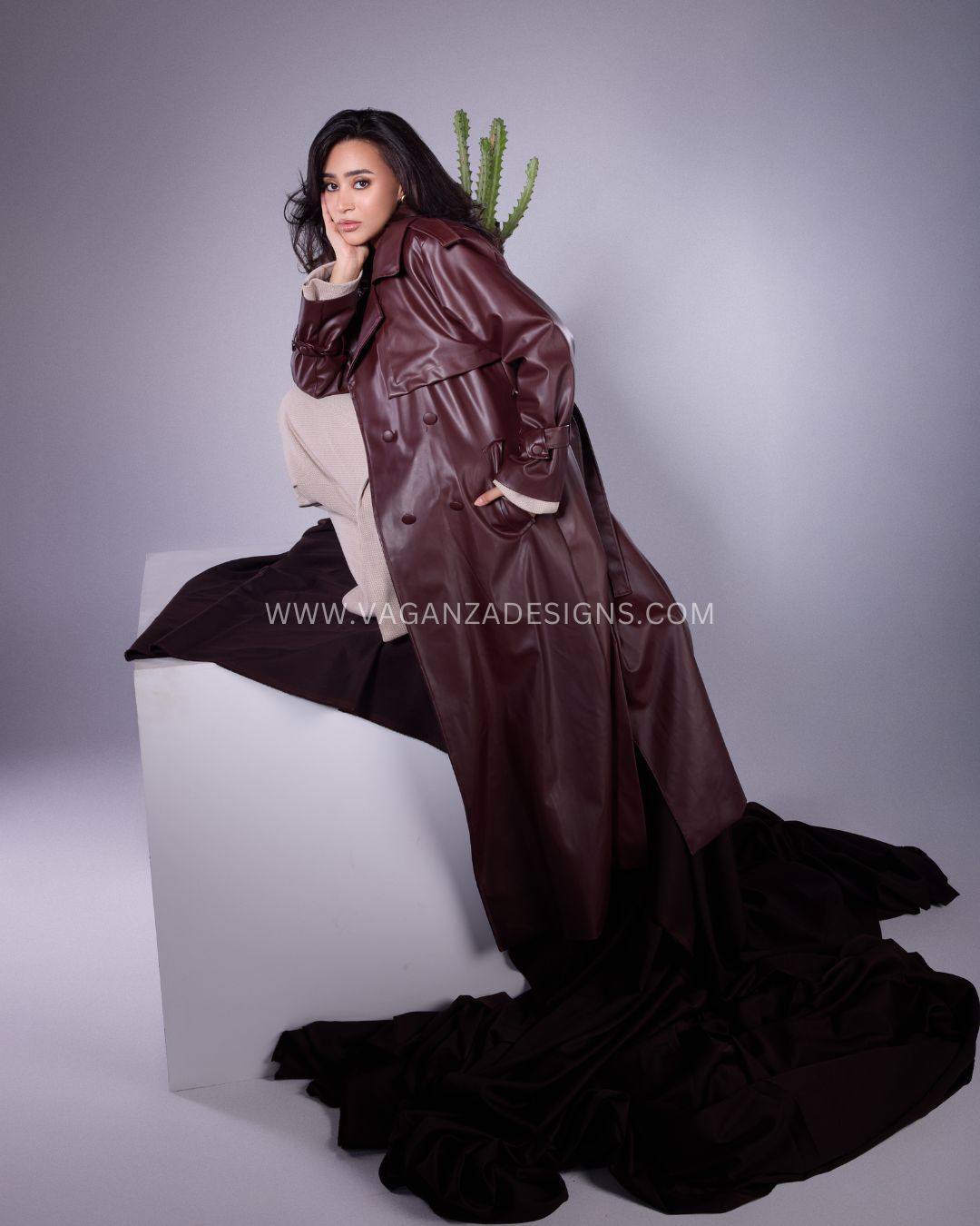 Bordeaux Trench — Long Leather Edition