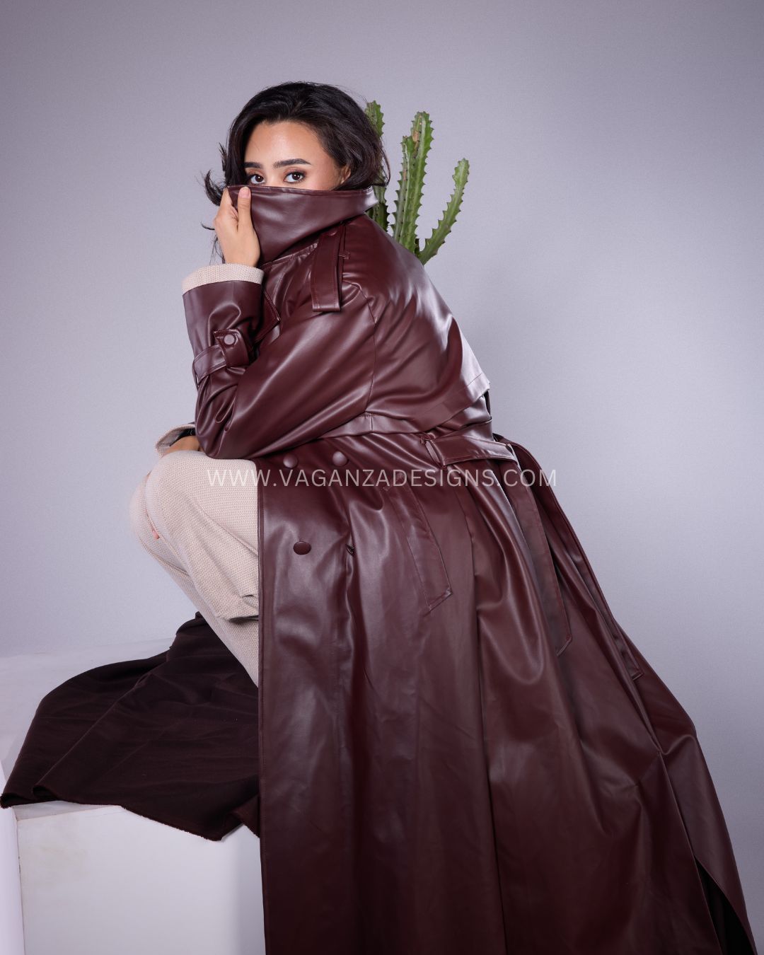 Bordeaux Trench — Long Leather Edition
